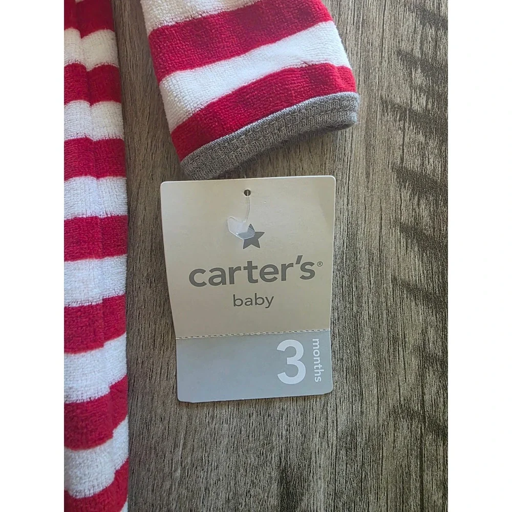New Carters Baby 3 Months Christmas Sleep and Play 2 Pack Santa Striped Footed